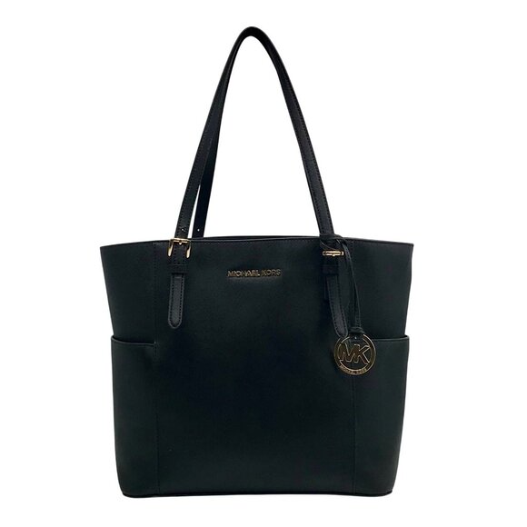 Michael Kors Black Saffiano Leather Charlotte Large Top-Zip Tote Bag - Picture 1 of 10